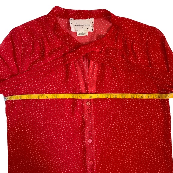 Urban Outfitters Bow Tie Blouse coincidence & chance Red White Dot Small S - Picture 12 of 15